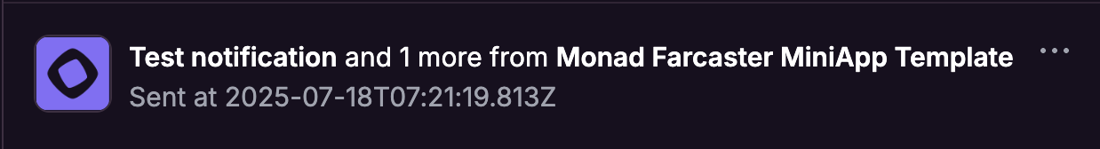 Example of a notification sent from a Farcaster Mini App